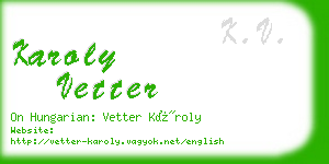 karoly vetter business card